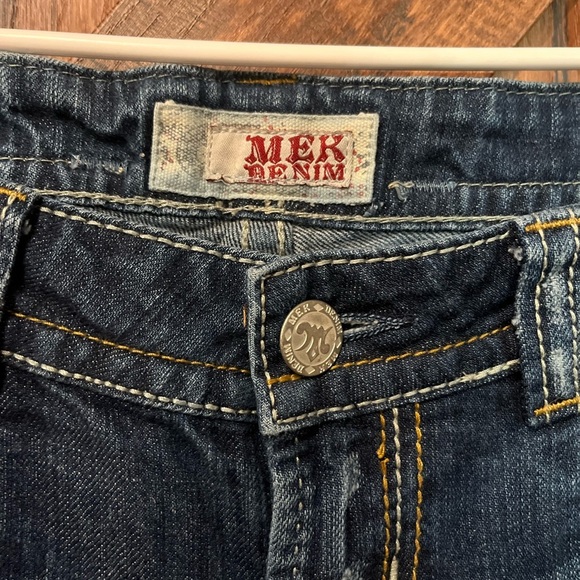 Mek denim Womens distressed denim blue jeans with design on back pockets bootcut - Picture 4 of 5